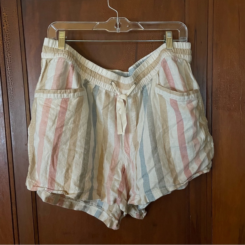 EUC linen blend striped shorts